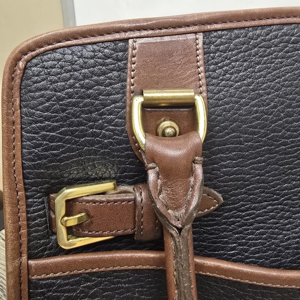VTG Dooney & Bourke 'All Weather' Black Tan Zip-top Satchel‎ Handbag & Wallet